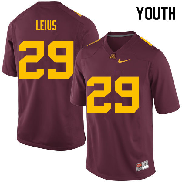 Youth #29 Jack Leius Minnesota Golden Gophers College Football Jerseys Sale-Maroon